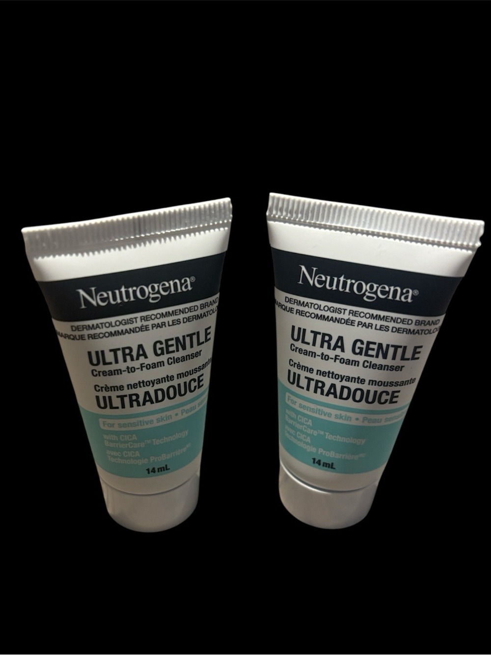 Neutrogena Ultra Gentle Cream-to-Foam Cleanser White & Aqua set of 2 travel